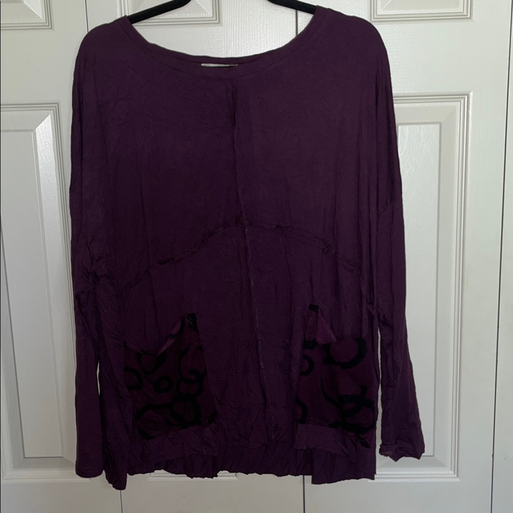 Chalet et ceci Plum Long-Sleeve Tunic Top M runs large